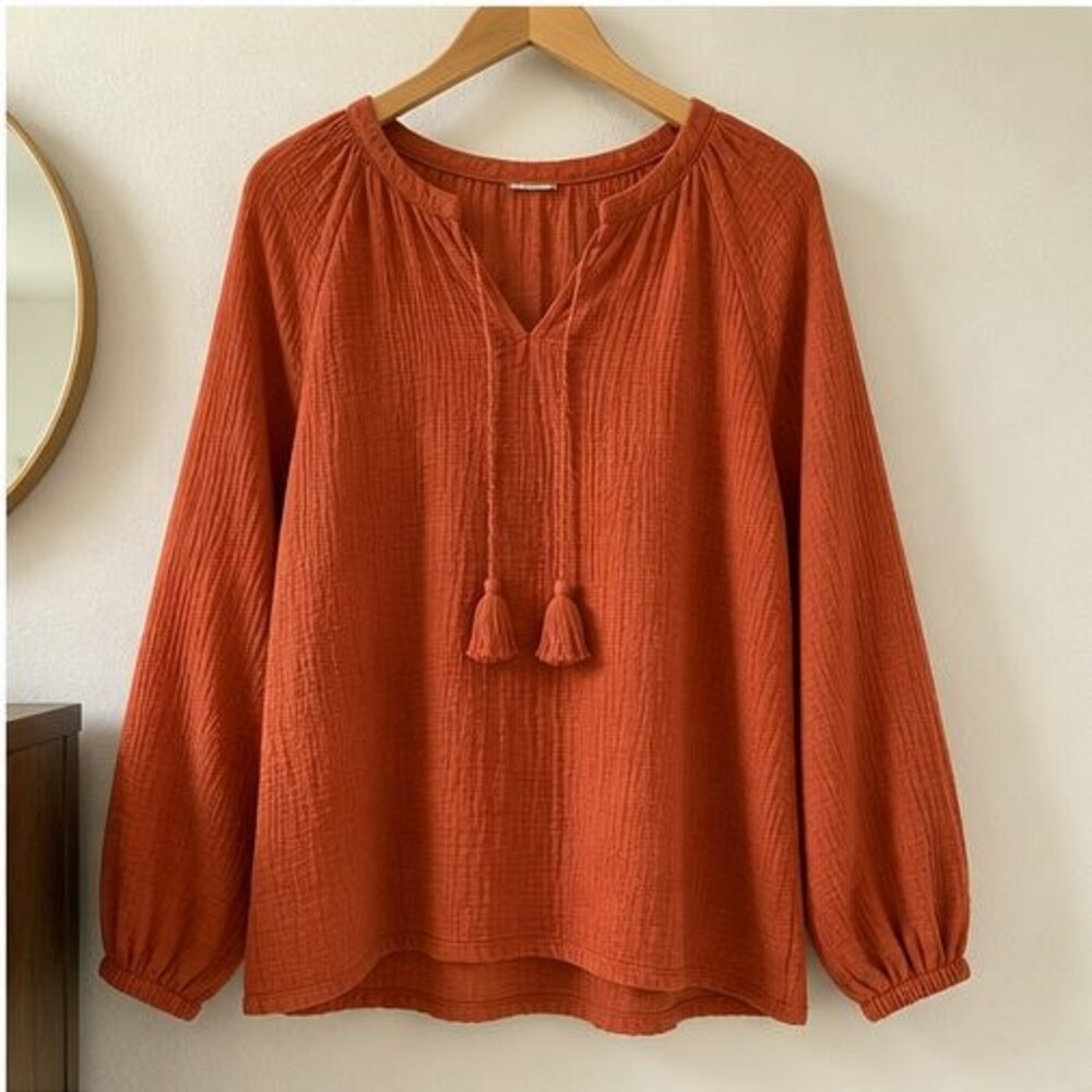 Sand Tie Neck Blouse